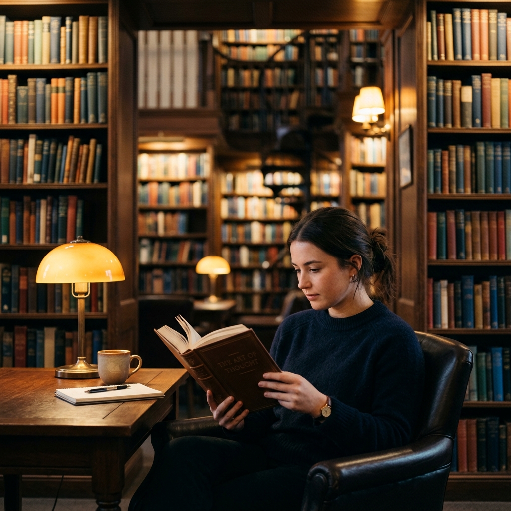 Student reading academic literature