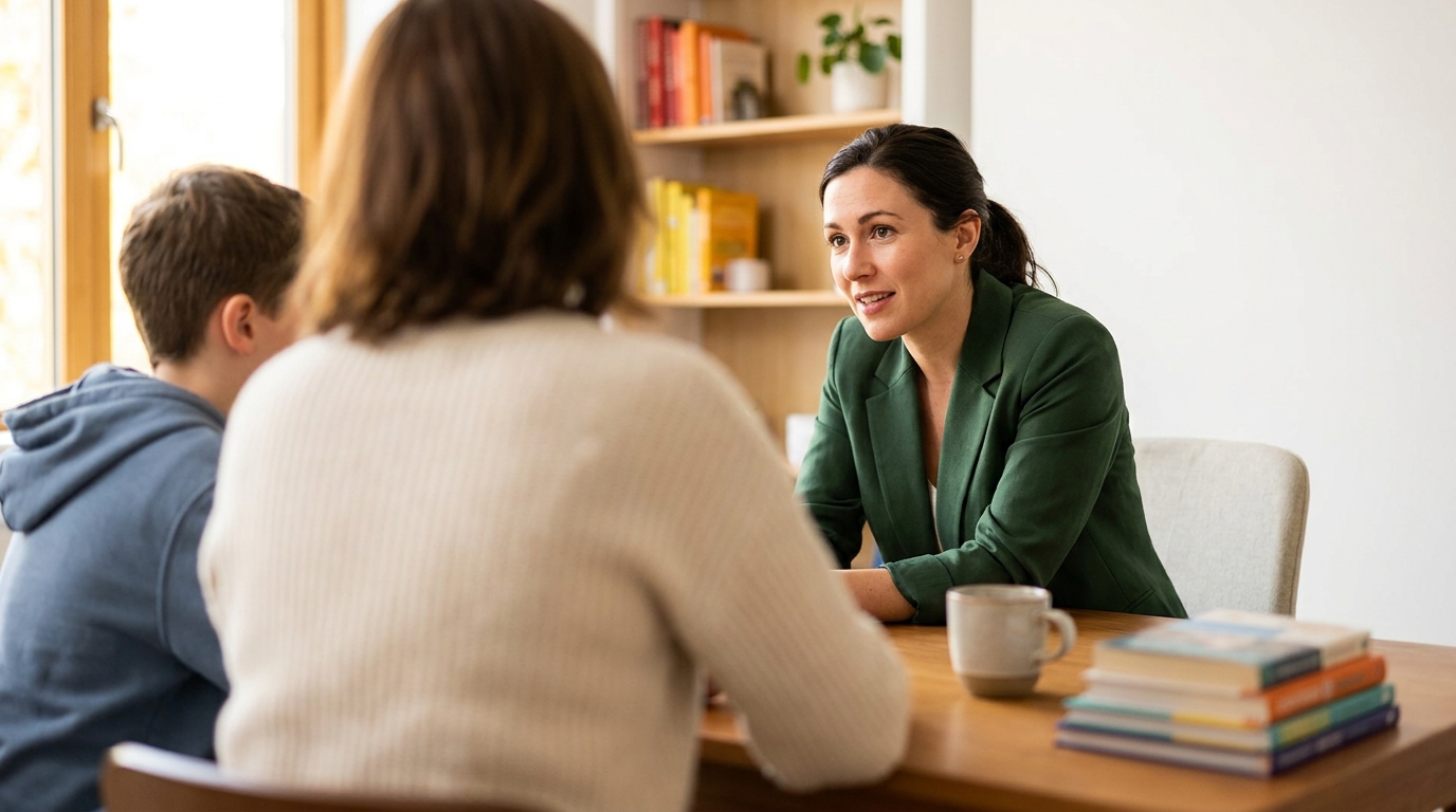 Private school admissions consultant planning an application strategy with a family