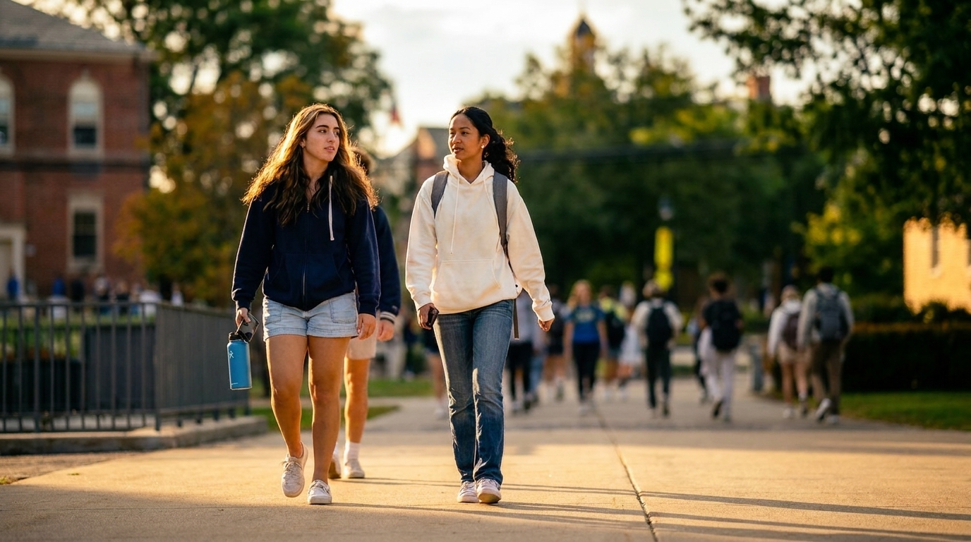 Students walking on Menlo School campus