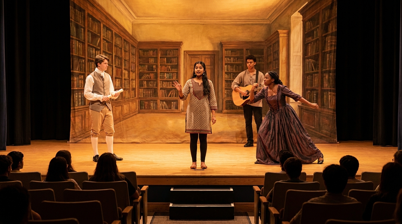 Students performing on stage