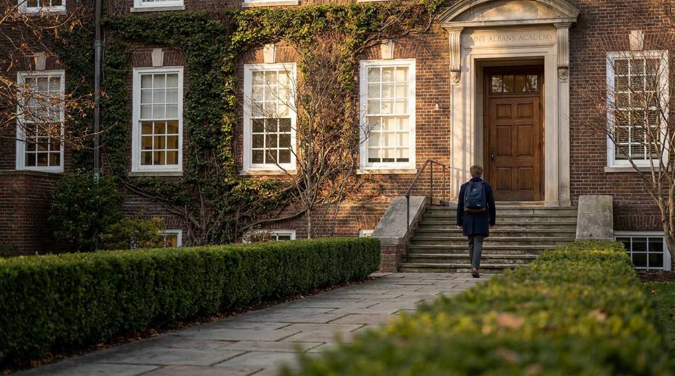 Students walking on a school campus