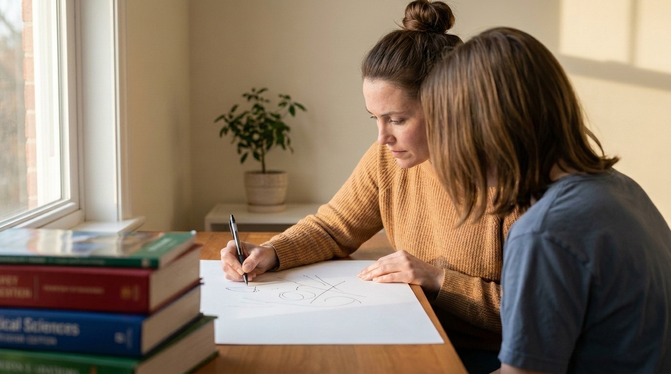 Students learning quantitative reasoning strategy for private school exams