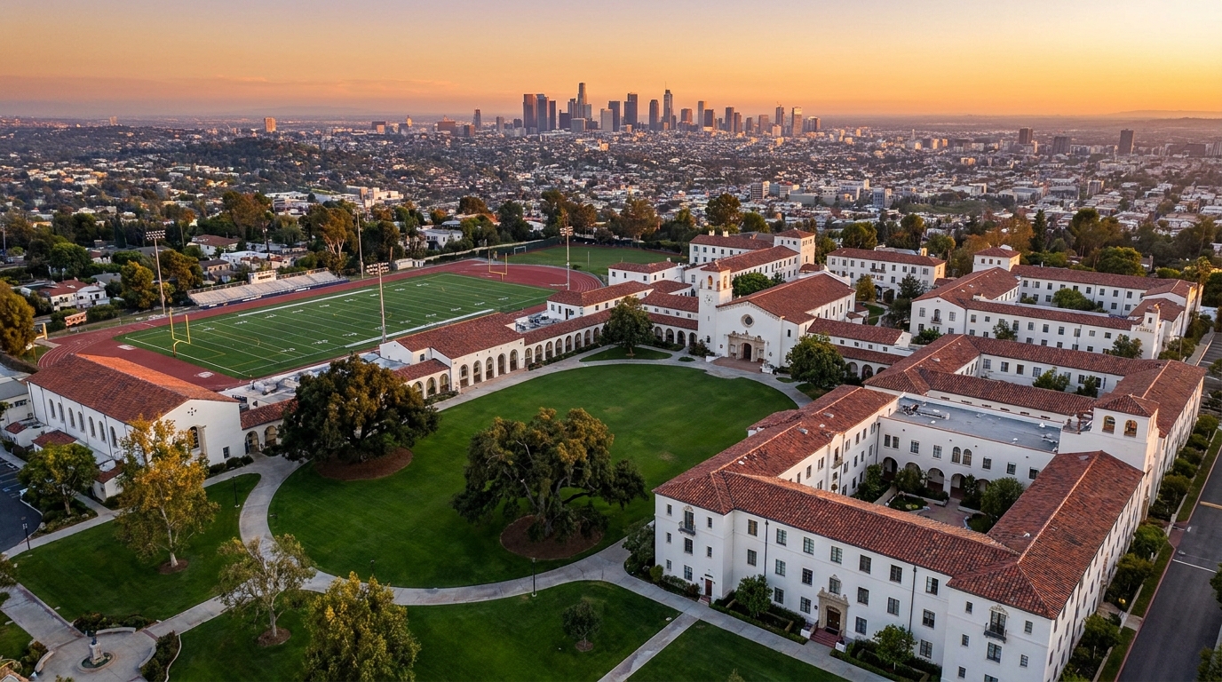 Harvard-Westlake high school campus and Los Angeles city view for private school admissions consulting