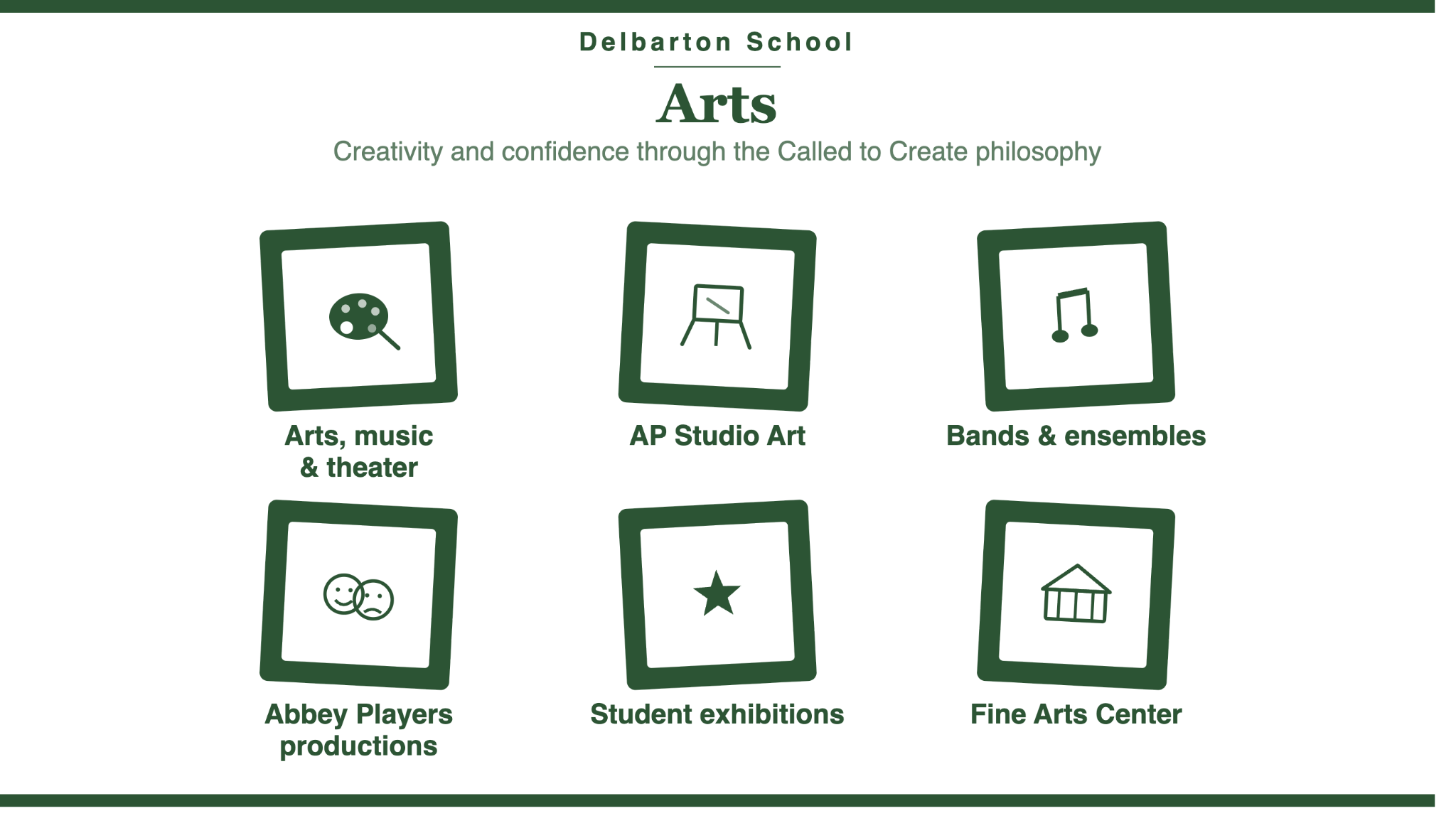 Delbarton School arts program: visual arts, music, theater, AP Studio Art, and Fine Arts Center in Morristown, NJ