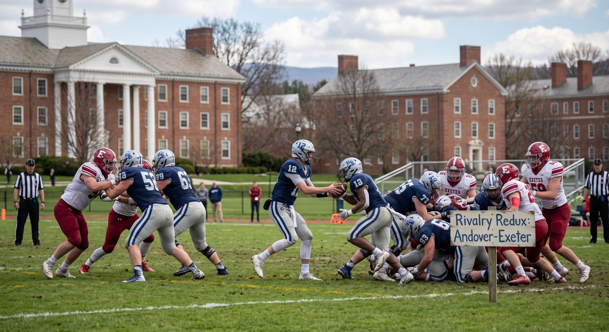 Phillips Academy Andover football team competing against Phillips Exeter Academy in a long-standing interscholastic rivalry.